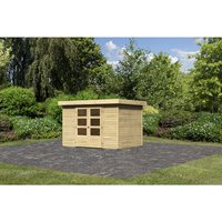 KARIBU Gartenhaus, BxT: 330 x 238 cm (Aufstellmaße), Flachdach - beige von Karibu