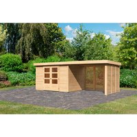KARIBU Gartenhaus »Askola«, Holz, BxHxT: 557 x 211 x 246 cm (Außenmaße inkl. Dachüberstand) - beige von Karibu