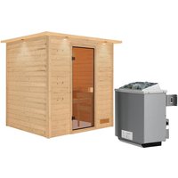 KARIBU Sauna »Anja«, inkl. 9 kW Saunaofen mit integrierter Steuerung, für 3 Personen - beige von Karibu