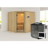 KARIBU Sauna »Kotka «, inkl. Saunaofen mit externer Steuerung, für 5 Personen - beige von Karibu