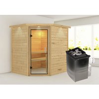 KARIBU Sauna »Mia«, inkl. 9 kW Saunaofen mit integrierter Steuerung, für 3 Personen - beige von Karibu