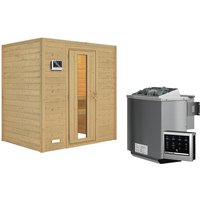 KARIBU Sauna »Sonja«, inkl. 9 kW Bio-Kombi-Saunaofen mit externer Steuerung, für 3 Personen - beige von Karibu