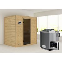 KARIBU Sauna »Sonja«, inkl. 9 kW Bio-Kombi-Saunaofen mit externer Steuerung, für 3 Personen - beige von Karibu