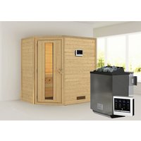 KARIBU Sauna »Svea«, inkl. 9 kW Bio-Kombi-Saunaofen mit externer Steuerung, für 3 Personen - beige von Karibu