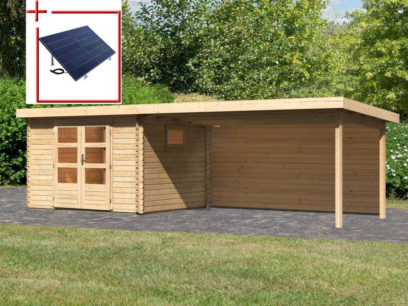 WOODFeeling Gartenhaus Trittau 3, BxT: 716,5x333 cm, mit Anbaudach von WOODFeeling