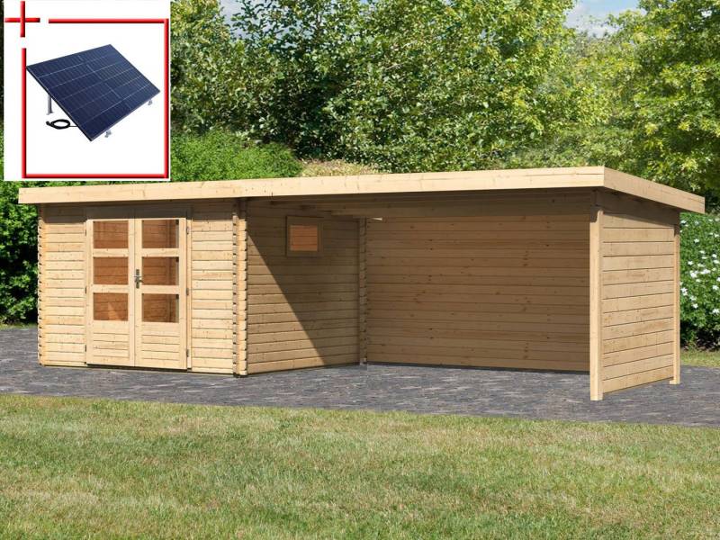 WOODFeeling Gartenhaus Trittau 3, BxT: 716,5x333 cm, mit Anbaudach von WOODFeeling