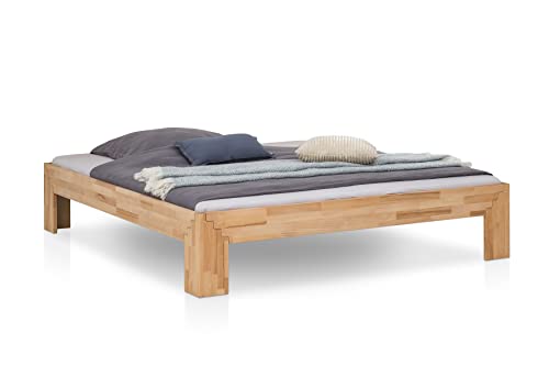 WOODLIVE DESIGN BY NATURE Massivholz-Bett Selina 140 x 200 cm aus Kernbuche, Holzbett, als Doppel- und Jugend-Bett verwendbar, inkl. Stecksystem, 1 Bett á 140 x 200 cm von WOODLIVE DESIGN BY NATURE