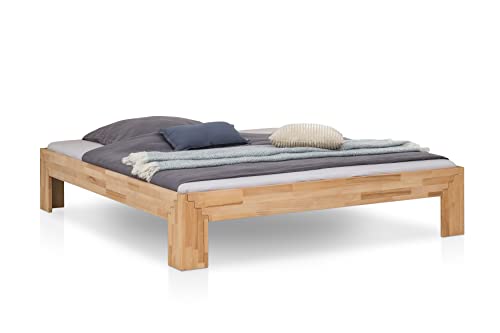 WOODLIVE DESIGN BY NATURE Massivholz-Bett Selina 160 x 200 cm aus Kernbuche, als Doppel- und Jugend-Bett verwendbar von WOODLIVE DESIGN BY NATURE