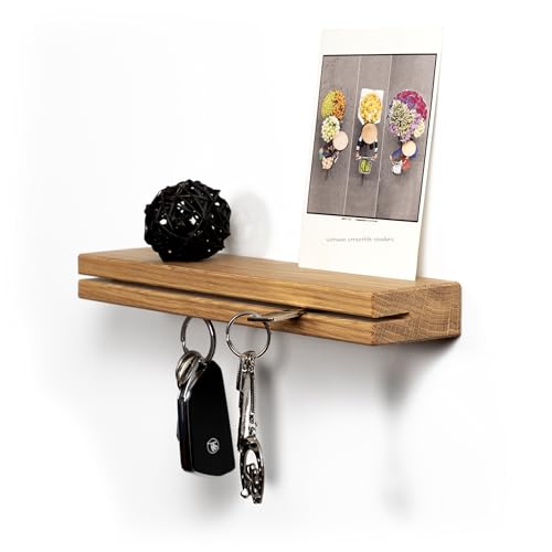 WOODS Handgefertigtes Schlüsselbrett Holz Eiche in 30cm mit Magnet und praktischem Schlitz, Schlüsselhalter modern, Schlüsselboard aus Massivholz für Briefe oder Notizen Design aus Bayern von WOODS