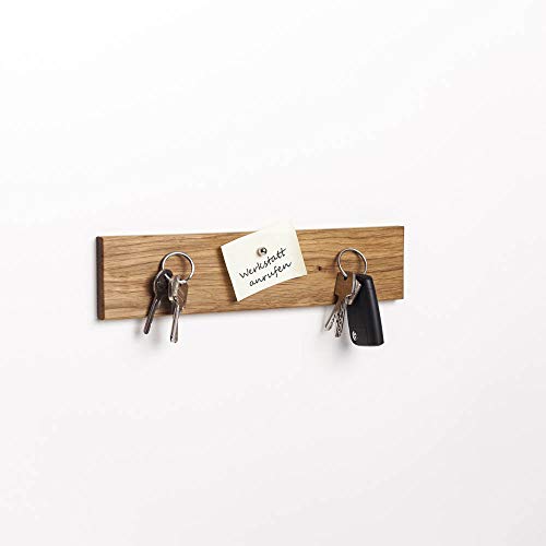 Schlüsselbrett Holz magnetisch – Schlüsselboard mit unsichtbaren Magneten – Schlüsselhalter Wand für Flur & Büro – Wanddekoration aus Holz – Schlüssel Aufhänger 30 cm – Made in Bayern, Eiche, 30 cm von WOODS