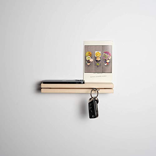 WOODS Schlüsselbrett Holz mit XXL Ablage | handgefertigt in Bayern | mehrere Holzarten und Ausführungen zur Auswahl | Schlüsselablage Schlüsselhalter Schlüsselleiste Schlüsselboard (Ahorn, 25cm) von WOODS