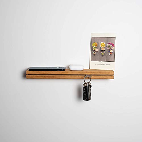 WOODS Schlüsselbrett Holz mit XXL Ablage | handgefertigt in Bayern | mehrere Holzarten und Ausführungen zur Auswahl | Schlüsselablage Schlüsselhalter Schlüsselleiste Schlüsselboard (Eiche, 35cm) von WOODS