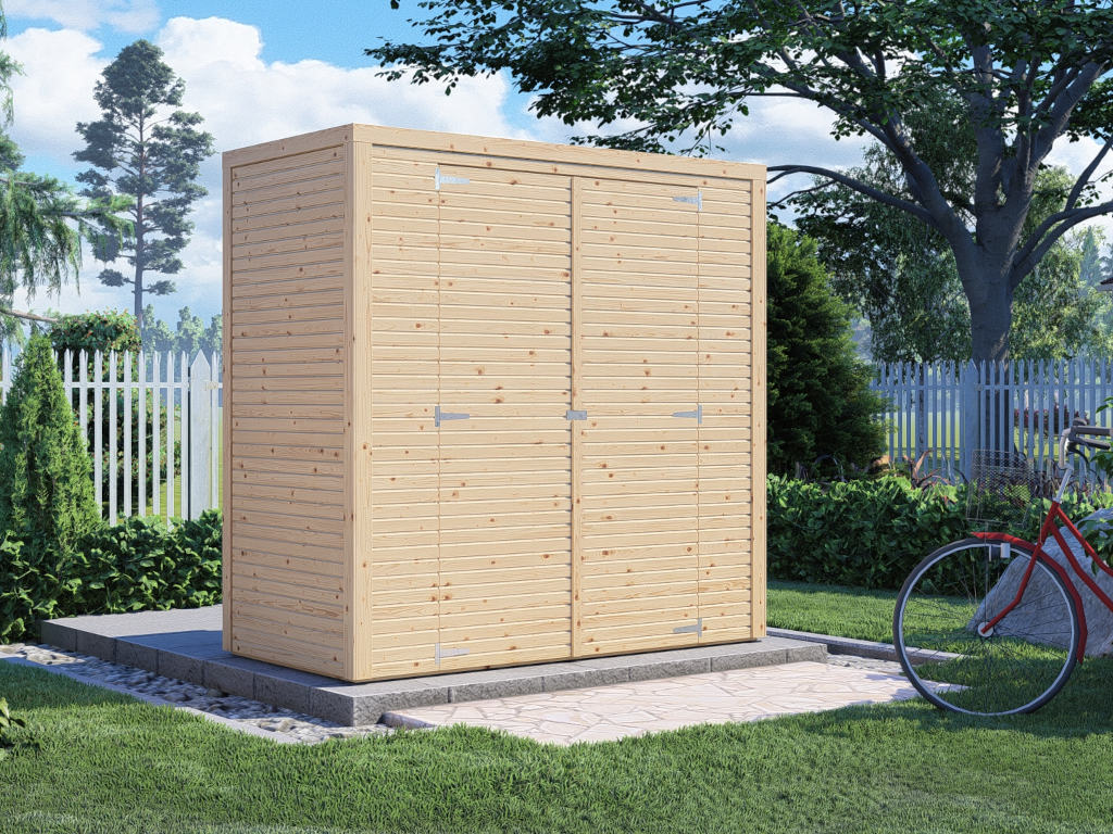 WOODTEX Bikebox Gerätehaus Fiete 1 Rhombusprofil 18 mm natur - BxTxH: 208 x 103 x 208 cm, Durchgangshöhe Tür: 187 cm von WOODTEX