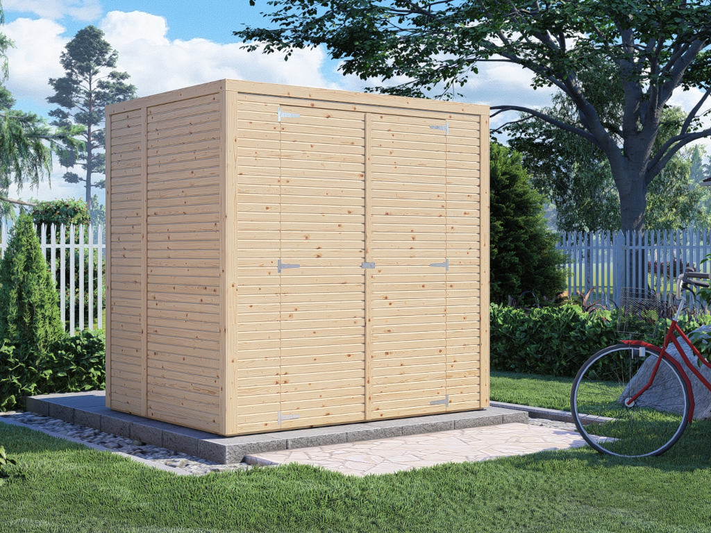WOODTEX Bikebox Gerätehaus Fiete 2 Rhombusprofil 18 mm natur - BxTxH: 208x170 x 208 cm, Durchgangshöhe Tür: 187 cm von WOODTEX