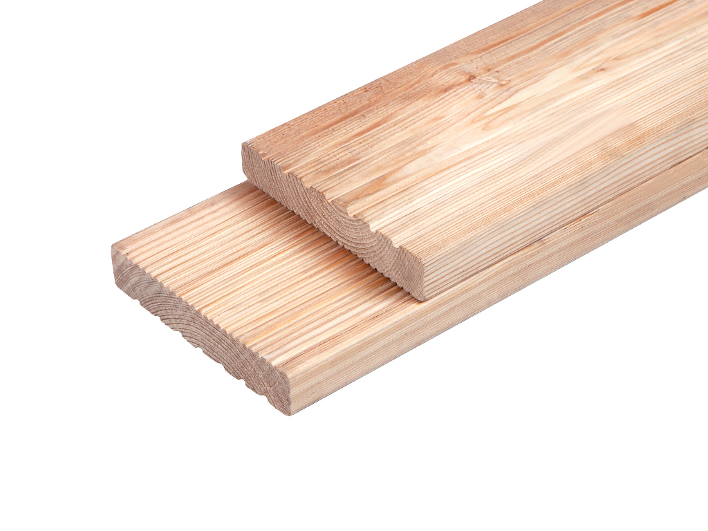 WOODTEX Terrassendiele Sibirische Lärche - 24 mm stark, LxB: 300x14,3 cm, grob / fein geriffelt von WOODTEX