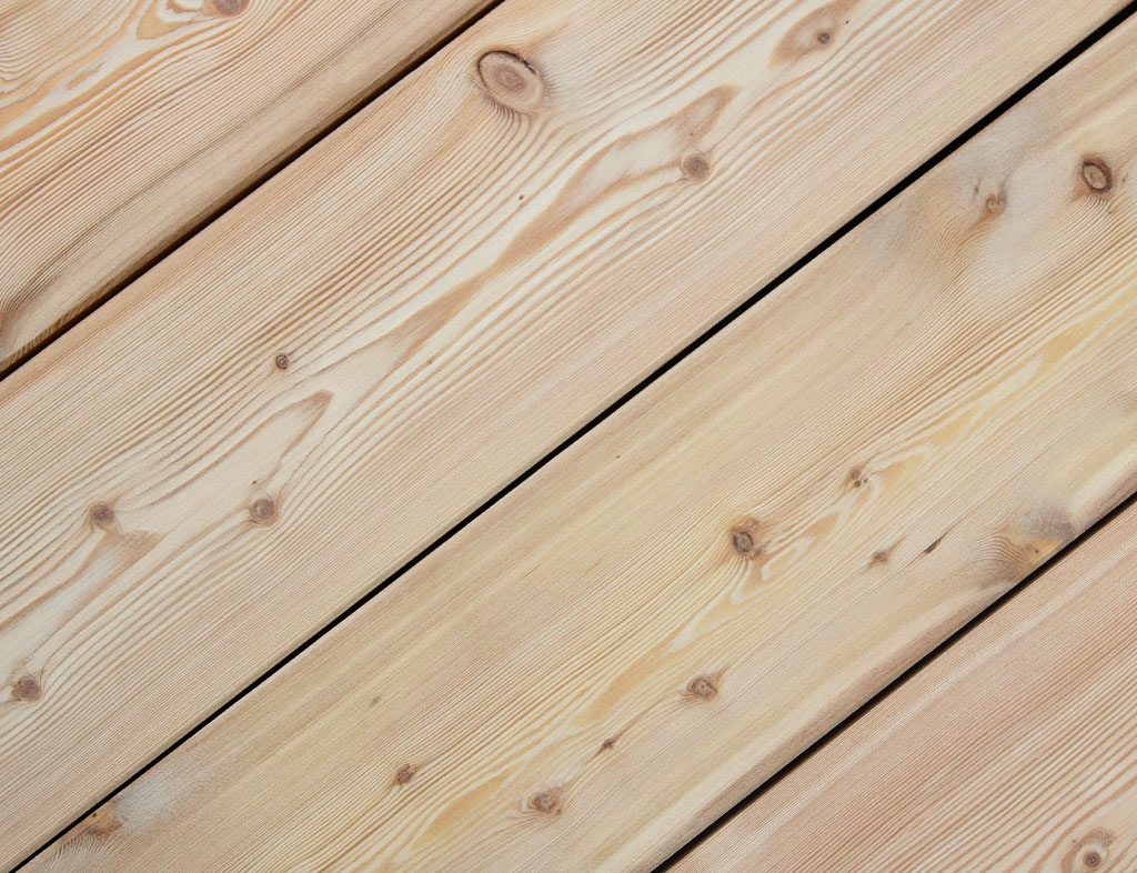 WOODTEX Terrassendiele Sibirische Lärche - Stärke/Breite 27x143 mm, glatt, Kanten gefast, beidseitig verwendbar von WOODTEX