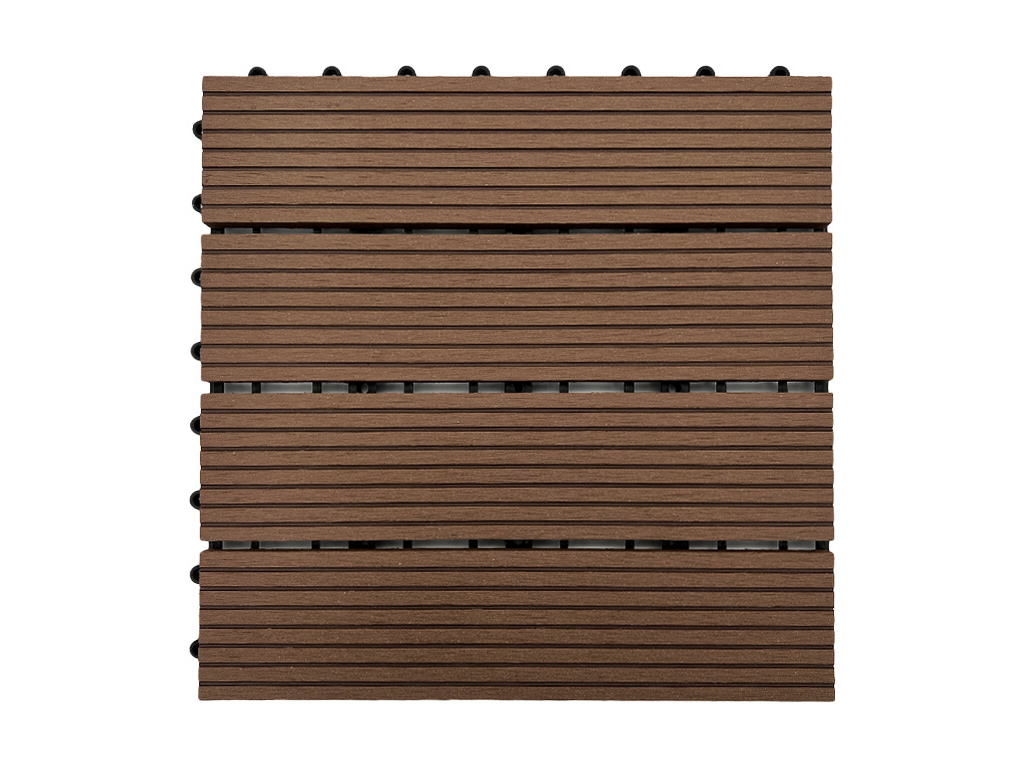 WOODTEX WPC Terrassenfliese Basic braun - 1 Stück - Klickfliese geriffelt, LxB: 30x30 cm, 20-22 mm stark von WOODTEX