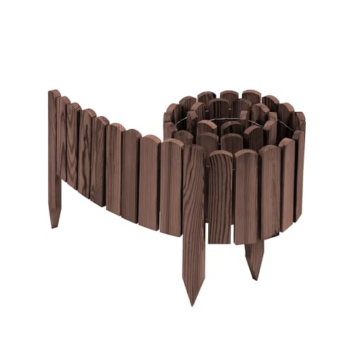 Woodygift Beeteinfassung Holz 200 cm – Rasenkante 10 cm Hoch – Flexibler Gartenzaun Beetumrandung Naturholz – Gartendeko Rollborder für Rabatten & Wege (Nussbaum) von WOODYGIFT