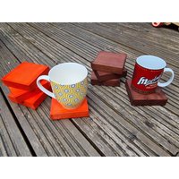 Untersetzer Teeware Kaffeewaren Holzuntersetzer Aus Altriertem Farbigen Glashalter Tischdekoration Hochzeit Gastliebe Rustikal Vintage von WOODYgio
