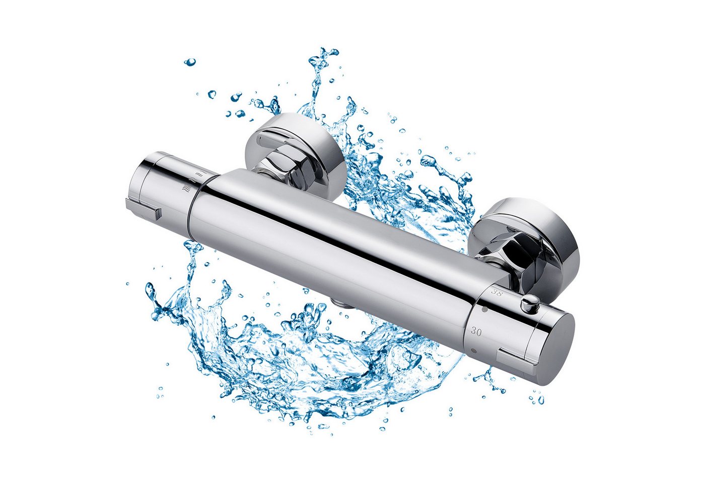 WOOHSE Duscharmatur mit Thermostat, Aufputz Mischbatterie Dusche mit 38°C Duschbrause (1-St., Mischbatterie) aus Messing und Verchromte Oberfläche von WOOHSE