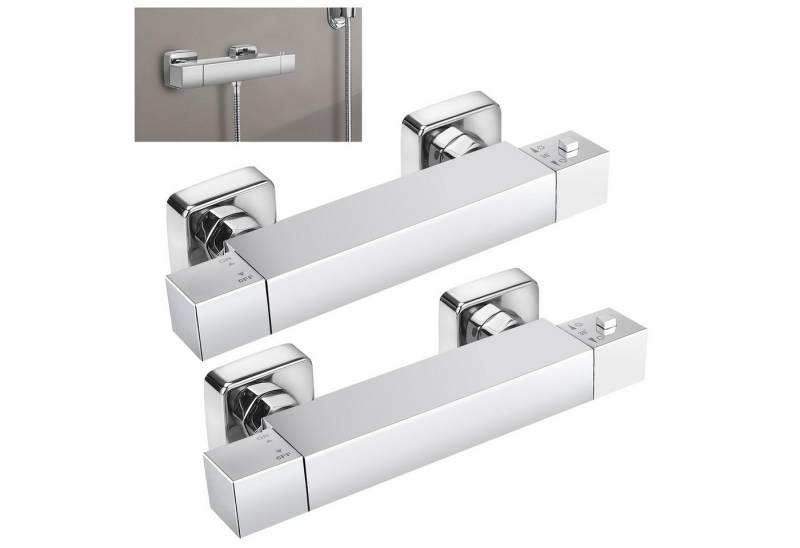 WOOHSE Duschsystem Brausethermostat Duscharmaturen Duschthermostat in Chrom Zweierpack von WOOHSE
