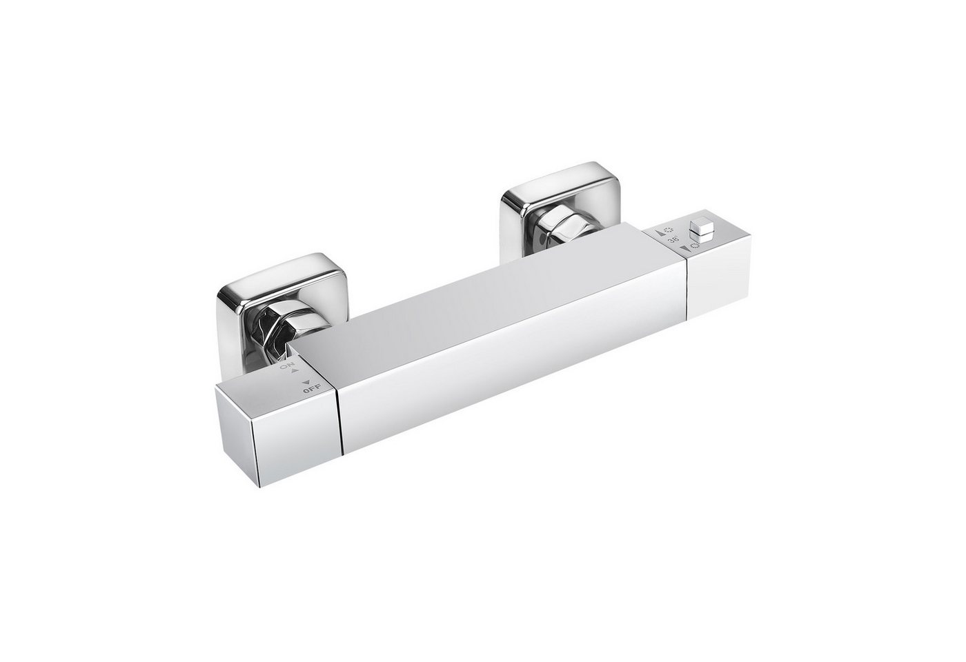 WOOHSE Duschsystem Duscharmatur mit Thermostat Quadrat Duschthermostat in Chrom, 1-St., aus Messing und Verchromte Oberfläche WOOHSE Duschsystem Duscharmatur mit Thermostat Quadrat Duschthermostat in Chrom, 1-St., aus Messing und Verchromte Oberfläche von WOOHSE