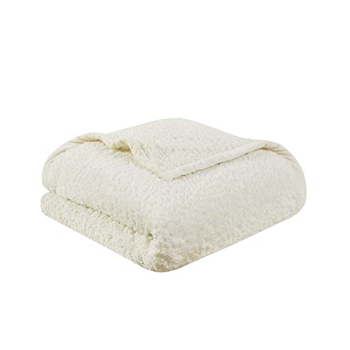 Woolrich Burlington Berber Blanket Superweicher, gemütlicher, Leichter Bezug mit luxuriöser Samtbindung, modern, trendig, für alle Jahreszeiten, Polyester, elfenbeinfarben, Twin: 66x90 von WOOLRICH