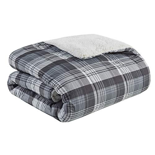 Woolrich Tasha Luxury Oversized Sofstpun Down Alternative Throw Grey 50x70 Plaid Premium Soft Cozy Cozy Spun for Bed, Couch or Sofa von WOOLRICH