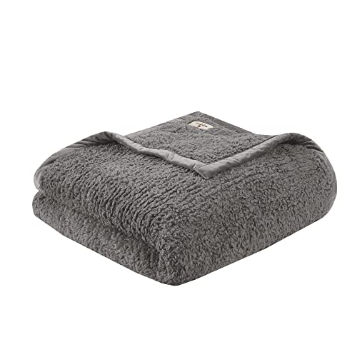 Woolrich Burlington Berber Blanket Superweicher, gemütlicher, Leichter Bezug mit luxuriöser Samtbindung, modern, trendig, für alle Jahreszeiten, Polyester, grau, Twin: 66x90 von WOOLRICH