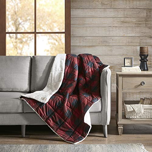 Woolrich Luxury Oversized Softspun Down Alternative Plaid Throw Premium Soft Cozy Spun for Bed, Couch or Sofa, 50x70, Linden Red von WOOLRICH