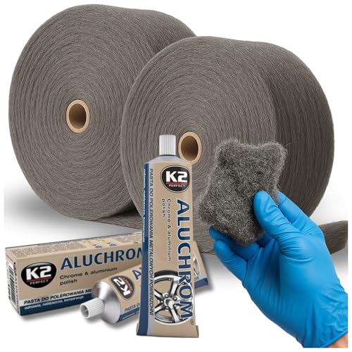 2 x K2 Aluchrom 120g + Wooltec Stahlwolle 2kg Grad 0+00 – Profi Felgenpolitur Set zur Felgenreinigung & Metallpflege, reinigt, poliert, konserviert & schützt – inkl. 2 x Nitrilhandschuhe GRATIS 2 x K2 Aluchrom 120g + Wooltec Stahlwolle 2kg Grad 0+00 – Profi Felgenpolitur Set zur Felgenreinigung & Metallpflege, reinigt, poliert, konserviert & schützt – inkl. 2 x Nitrilhandschuhe GRATIS von WOOLTEC