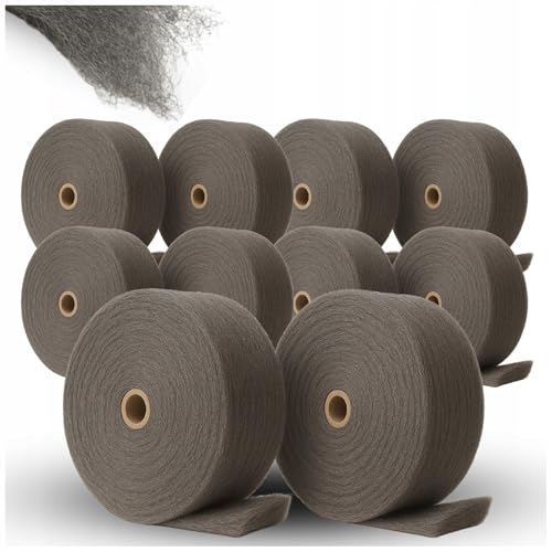 Stahlwolle 10 kg Rollen – Stahlschwamm 0+00 zum Reinigen, Polieren & Renovieren von Metall, Holz & Stein – Schleifvlies Polierwolle WOOLTEC von WOOLTEC