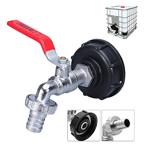 IBC Tank Adapter, IBC Auslaufhahn, Wassertank Zubehör Adapter 1/2" Gartenschlauch Wasserhahn Wassertank Schlauchanschluss für IBC-Regenwassertanks 1000l von WOOLUCK
