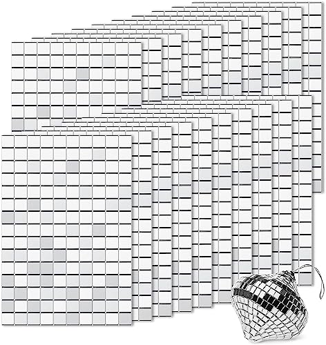 WOOLUCK® 20 Rollen 3000 Stücke selbstklebend mini Spiegel,Mosaik Spiegelfliesen Aufkleber Glas 10 x 10 mm für Discokugel Basteln,DIY Küche Badezimmer KTV von WOOLUCK