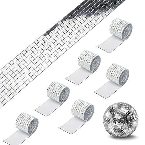 WOOLUCK® 6 Rollen 9600 Stücke selbstklebend mini Spiegel,Mosaik Spiegelfliesen Aufkleber Glas 5 x 5 mm für Discokugel Basteln,DIY Küche Badezimmer KTV von WOOLUCK