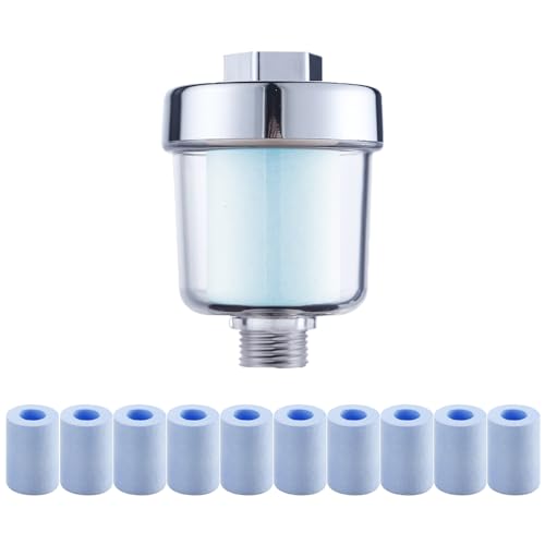 WOOLUCK® Duschfilter mit 10 austauschbaren filterelementen,Duschkopf kalkfilter,Duschfilter für kalkhaltiges wasser,reduziert trockene juckende Haut von WOOLUCK