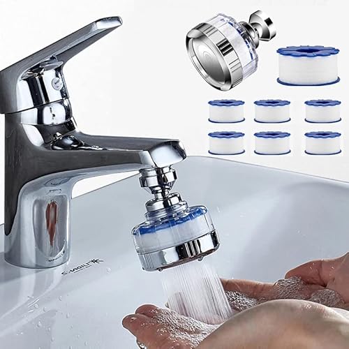 WOOLUCK® Wasserfilter Wasserhahn,Wasser Aufbereitung Trinkwasser, mit 6 Stück PP-Baumwollfilterelement,360° drehbar von WOOLUCK