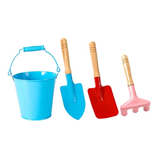 WOONEKY 1 Satz Gartenwerkzeug Set Teiliges Mini Gartenwerkzeug für Junge Mädchen Einschließlich Schaufel Rechen und Eimer für Gartenarbeit Strand und Park Langlebig und Zufällige Farbe von WOONEKY