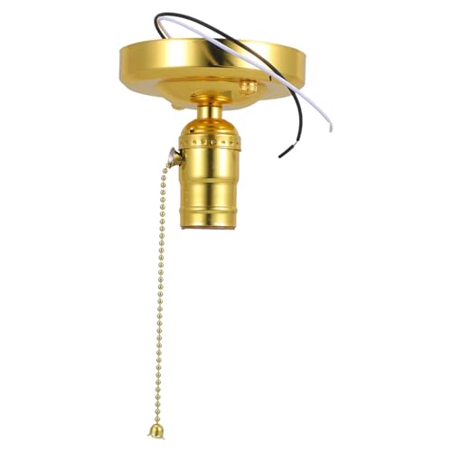 WOONEKY 1 Satz Retro Pull Chain Lamp Holder DIY Light Socket für Vintage Leuchten für Wohnzimmer Esszimmer Robuste Konstruktion Gold Installieren und Kompatibel mit Meisten Glühbirnen von WOONEKY