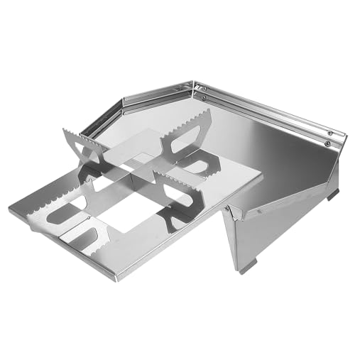 WOONEKY 1 Satz klappbarer Holzkohlegrillständer, Wok-Stützring, quadratisch, Gasherd, Brennerrostringe, Wok-Pfannenständerhalter, Topfgestell, Herduntersetzer, silberfarben von WOONEKY