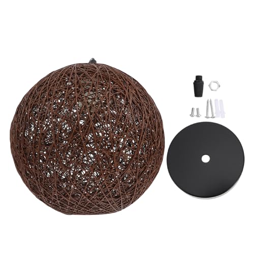 WOONEKY 1 Stück Rattan Art Deckenleuchte Vintage Pendelleuchte für Restaurant Wohnzimmer ohne Leuchtmittel Dekorativer Lampenschirm Rattan und Braun Einfach zu Montieren von WOONEKY