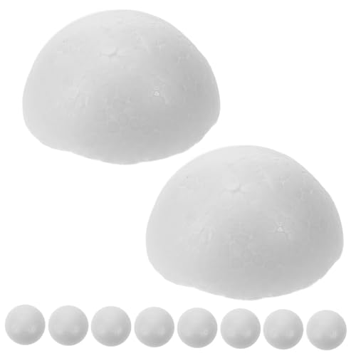 WOONEKY 10 Stück Teiliges Weiße Styropor Halbkugeln für DIY Bastelarbeiten Hochdichte Schaumstoffkugeln mit Glatter Oberfläche für Weihnachtsdeko Party und Kinderhandwerk von WOONEKY