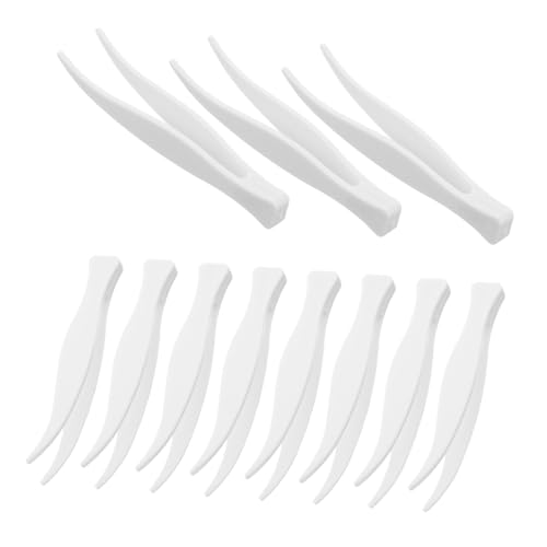 WOONEKY 100 Stück Mini Pinzetten für Gebogene Kunststoffklammern zur Hygienischen Anwendung von Gesichtscremes Wimpern und Augenbrauen Praktisch für Reisen und Hautpflege von WOONEKY