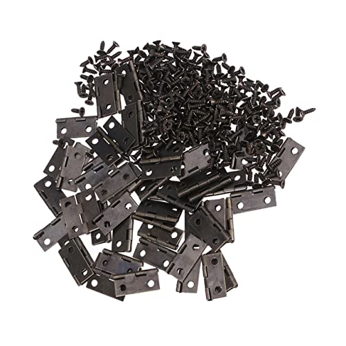 WOONEKY 100 Stück Teiliges Mini Metallscharnier mit Schrauben Selbstschließend Federunterstützt Filigranes Schmuckkastenscharnier Langlebig und Flexibel für Holzboxen und Möbeltüren von WOONEKY