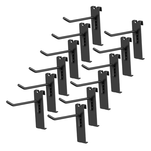 WOONEKY 12 Stück Teiliges Grid Wall Haken aus Robustem Metall mit Sicherheitskappe Stabiler Bügelform für Sicheren Halt Vielseitig Einsetzbar für Einzelhandel Büro Garage und Drahtregal von WOONEKY
