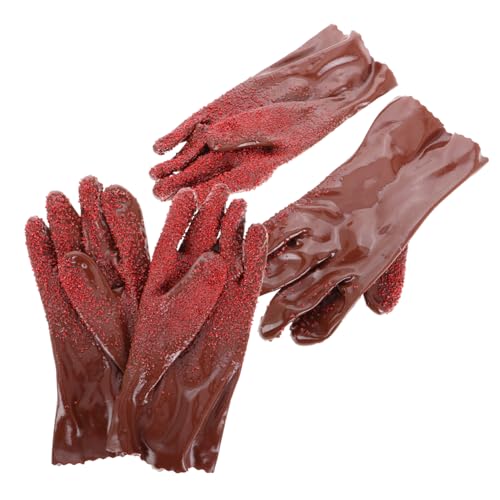 WOONEKY 2 Paare Robuste PVC Handschuhe für Abwasserreinigung Rutschfeste Wiederverwendbare Handschuhe für Sanitärarbeiten im Haushalt und Garten Strapazierfähige Wasserdichte von WOONEKY