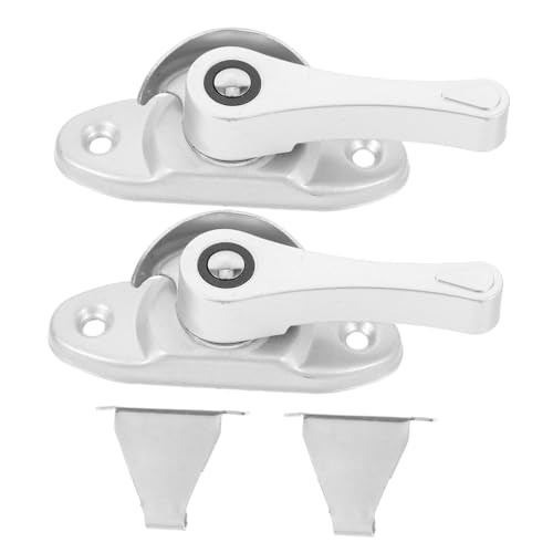 WOONEKY 2 Sätze Edelstahl Fensterschloss Crescent Lock mit Haken Sicherer Schiebefenster Riegelschloss für Holz Aluminium und Kunststofffenster und Türen Sicherheitsschutz von WOONEKY