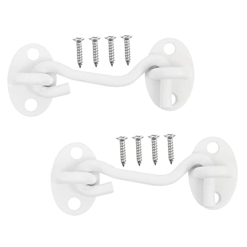WOONEKY 2 Stück Edelstahl Türschloss Haken Winddichter Heavy Duty Kabinenhaken 3 Zoll Schwenkbarer Fensterhaken Geräuschloses Türschloss Für Türen Und Fenster Für Scheunentore Und von WOONEKY
