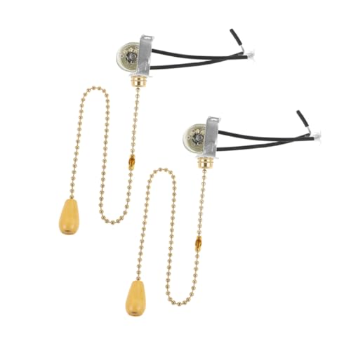 WOONEKY 2 Stück Eisen Zugschalter Decken Wandschalter Zugkette für Deckenventilatoren und Lampen Sicherer Langlebiger Lichtschalter für Wohn Ausstellungsräume von WOONEKY