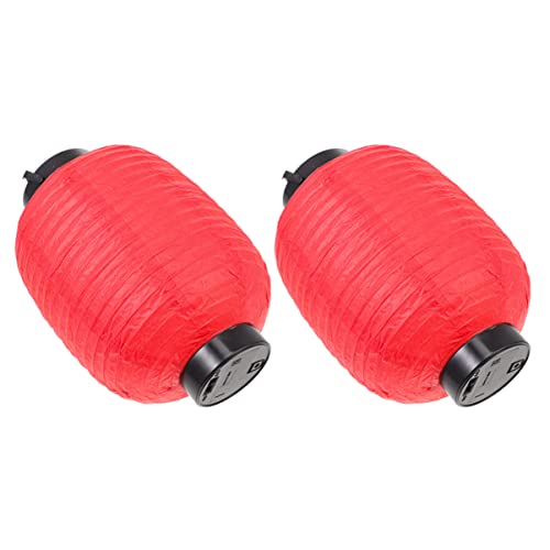 WOONEKY 2 Stück Faltbare Japanische Laterne mit LED Licht Rot Durchmesser Höhe Dekorative Hängelampe für Partys und Restaurant Dekoration von WOONEKY